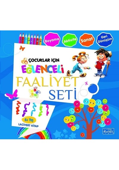 Çocuklar İçin Eğlenceli Faaliyet Seti Lacivert Kitap 4 Yaş Üzeri- Parıltı Yayınları