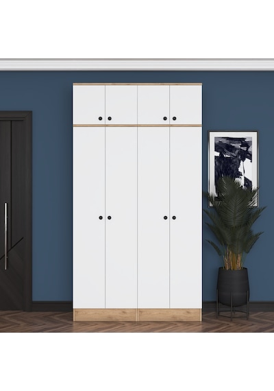 Rani Ea146 Modern Portmanto 8 Kapaklı Raflı Askılı Ayakkabılık Vestiyer Sepet Ceviz - Beyaz Rani Ea146 Modern Portmanto 8 Kapaklı Raflı Askılı Ayakkabılık Vestiyer Sepet Ceviz - Beyaz