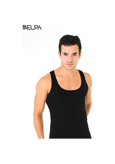 Belpa Ceylanoğlu Ribana Erkek Atlet 6'lı %100 Pamuk Siyah