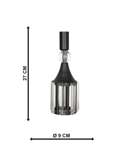 Balca Kristal Taşlı Mumluk Siyah