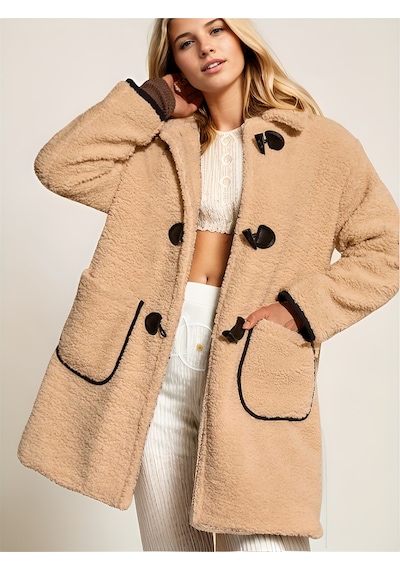 Hiramir Peluş Rahat Kalıp Mont Beyaz Ks2506 Camel