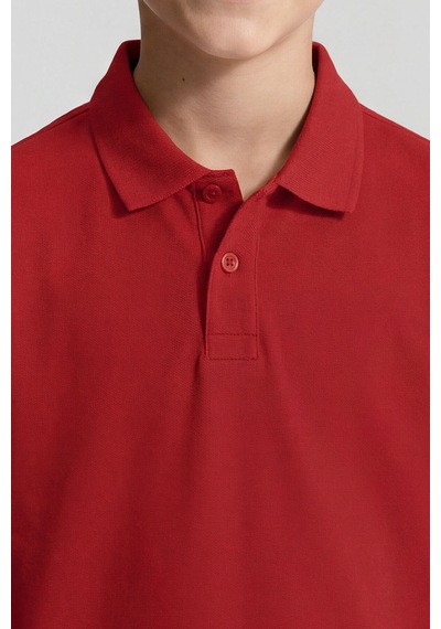 Fiesta Polo Yaka Standart Fit Basic Unisex T-shirt - 11330 Kirmizi