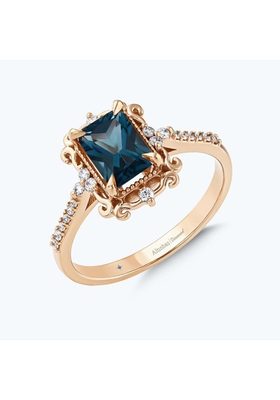 Altınbaş Pırlanta Topaz Emerald Kesim Yüzük Pnf046pbt-14k