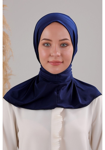 Melodi Scarf Kadın Tesettür Pratik Çıtçıtlı Sandy Fular Hazır Şal Lacivert Lacivert