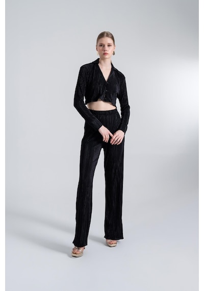 Holly Lolly Crop Model Düğme Kapamalı Comfy Crop Gömlek Siyah