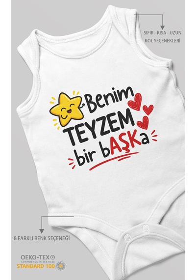 Morivokids Benim Teyzem Bir Başka Sıfır Kollu Bebek Zıbını %100 Pamuk Beyaz