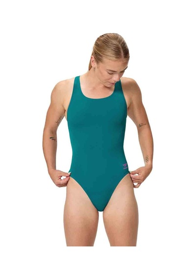 Speedo Solid Powerback One Piece Kadın Yüzücü Mayosu Yeşil