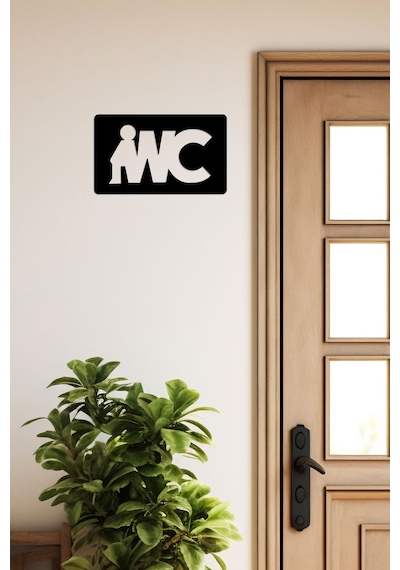 Wc Tasarımlı Ahşap Duvar Yazısı - Yönlendirme Levhası - Ahşap Wc Tabela Ahşap Siyah