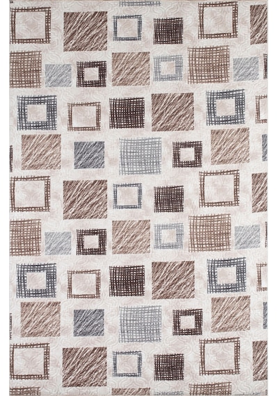 Raschel Carpet Mavi-kahve Emboss Çökme Kare Desenli Kalın Yumuşak Kaymaz Özel Taban Halı Yolluk