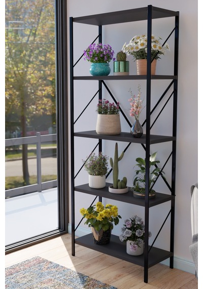 Titan Saksılık Saksı Çiçek Standı Rafı Dekoratif Çok Amaçlı Saksılık 150x60cm Antrasit Gri