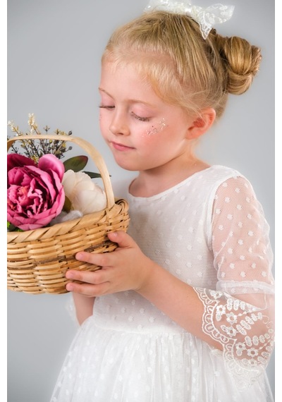 Mnk Baby & Kids Dream Luxury Dantel Kız Çocuk Elbise Mnk0327 Beyaz