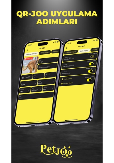 Petjoo 29.Foks Mavi-Sarı Qr'lı Köpek Künyesi