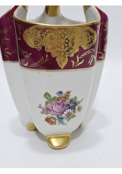 Perlam Limoges Çiçek Desenli Porselen Sepet 27x14x14cm Çok Renkli