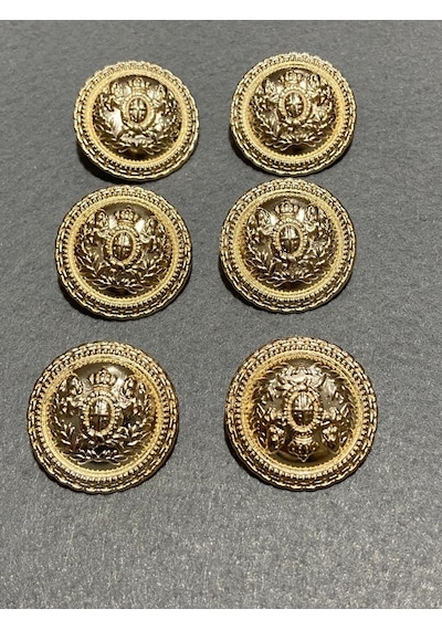 Trençkot Ve Kaban Düğmesi Çelenk Arma Modeli Gold 3 Cm / 6 Lı Set