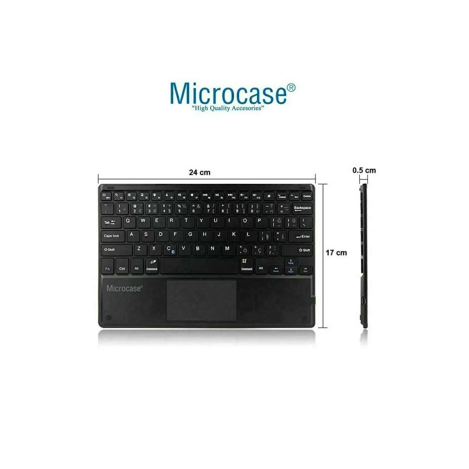 Microcase Samsung Active 4 Pro / Active 5 Pro 10.1'' İle Uyumlu Bluetooth Touchpad Klavye Tr Sticker +bluetooth Mouse+tablet Standı- Al2766 Diğer