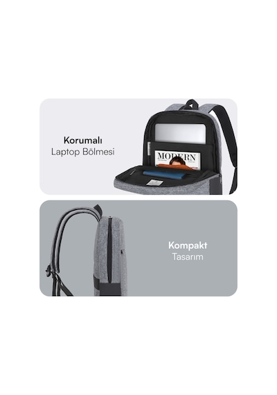 Mack MCE-1104 Unicity Eco 15.6" Notebook Sırt Çantası Gri