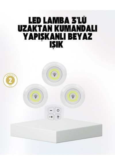 Zenvia Kablosuz Gün Işığı 3 Lü Led Spot Lamba Kumandalı Znv2026 Çok Renkli
