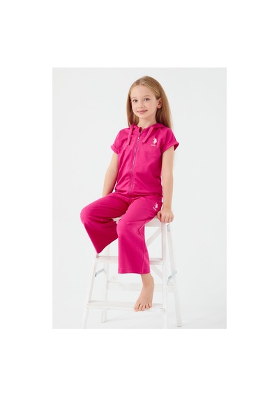 U.s. Polo Assn. Zipper Thread Fuşya Kız Çocuk Kısa Kol Pijama Takım
