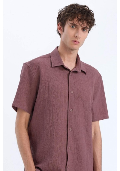 DeFacto Regular Fit Polo Yaka Krinkıl Yazlık Kısa Kollu Gömlek E1223AX25SMBN375 DeFacto Regular Fit Polo Yaka Krinkıl Yazlık Kısa Kollu Gömlek E1223AX25SMBN375