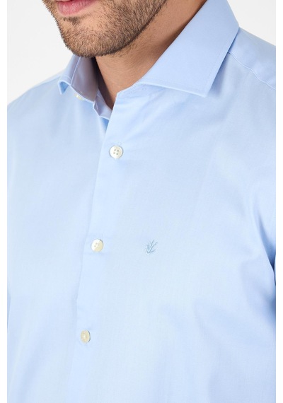 İmza Koyu Mavi Uzun Kol Yarım İtalyan Yaka Cepsiz Non Iron Slim Fit Pamuklu Gömlek 1004250267 Koyu Mavi