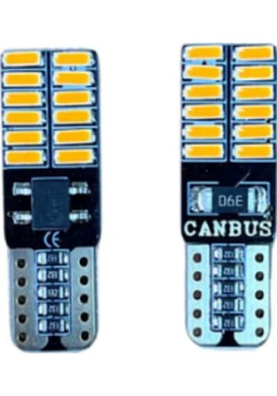T10 24 Ledli Dipsiz Canbus Sarı Amber Led Park Plaka Tavan Aydınlatma Ledi 2 Adet