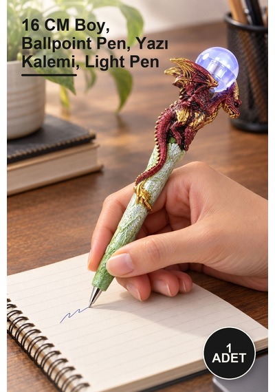 1 Adet Işıklı Polyester Tükenmez Kalem 16 Cm Boy, Ballpoint Pen, Yazı Kalemi, Light Pen -