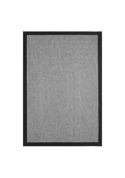Sisal Prime Gri Siyah İskandinav Yıkanabilir Bordürlü Halı Kilim Balkon Teras Koridor Halısı 1148