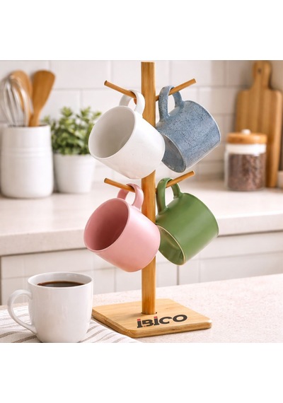 Bambu Ahşap Bardak Ve Fincan Askısı 35x60 Cm Renkli