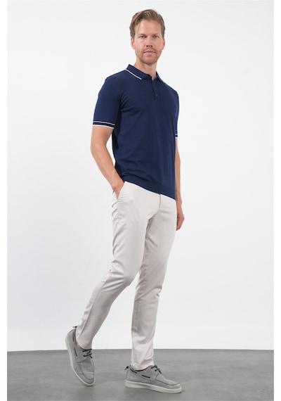 İmza Lacivert Polo Yaka Kısa Kol Örme Comfort Fit %100 Pamuk Kazak 1012260151