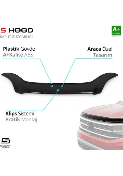 S-dizayn Honda Civic Abs Plastik Kaput Rüzgarlığı 1995-2000 A+kalite