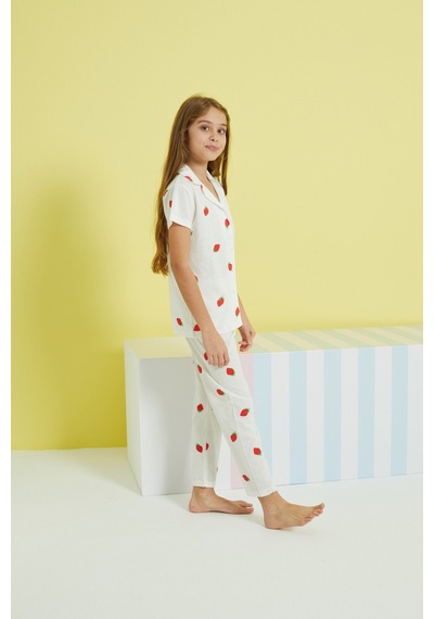 Siyah İnci Örme Düğmeli Pijama Takım 24108024 Çok Renkli