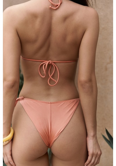 Mai Collection Mai Studios Co. Arief Bağlamalı Gloplu Somon Bikini Üstü Somon