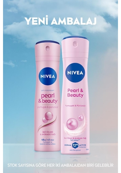 NIVEA Kadın Sprey Deodorant Pearl & Beauty 150 ML, 72 Saat perspirant Koruma, Pürüzsüz Koltuk Altı