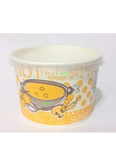 50 Adet Sızdırmaz Kapaklı Derin Tabak Kağıt-karton Çorba Kâsesi 16oz Isı Korumalı Şeffaf Kapaklı Tas 15x9