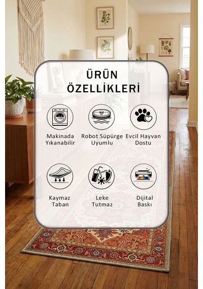 Arm-01 Salon Mutfak Yatak Odası Dijital Baskı Yıkanabilir Yolluk Kahve