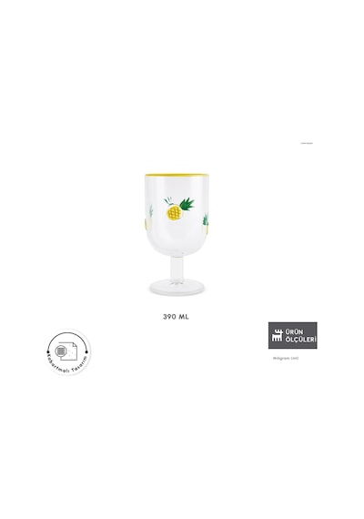 Karaca Pineapple Kadeh 390 Ml Sarı