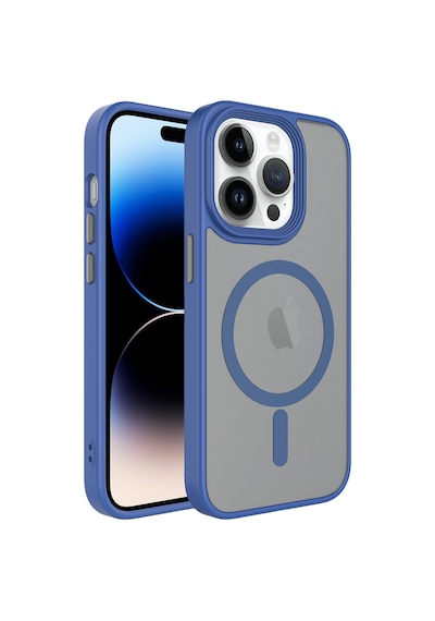 Apple Uyumlu iPhone 12 Pro Max Uyumlu Mat Arka Yüzey Wireless Şarj Özellikli Zore Flet Magsafe Kapak-mavi -