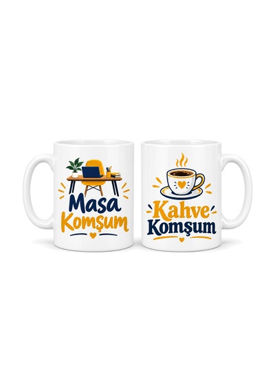 Bezos Masa Ve Kahve Komşusu 2'li Porselen Kupa Seti - Model 369 Bezos1 Çok Renkli