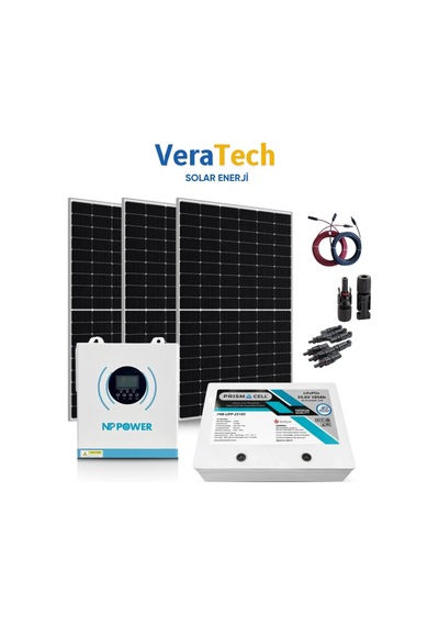 Veratech 3kw Bağ Evi Lityum Solar Paketi - 450w Topcon Half Cut Güneş Paneli, 2.5kwh Lityum Akü, 3kw Akıllı İnverter