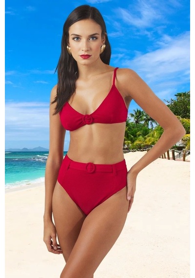 Ersefa Tasarım Bikini Takımı Yaz Koleksiyonu Şık Detaylı Hızlı Kuruyan U Kırmızı