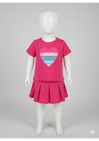 Benetton Kız Çocuk Koyu Pembe Tshirt