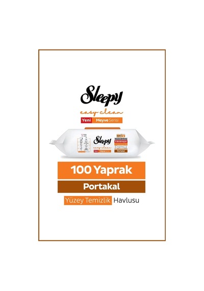 Sleepy Portakal Yüzey Temizlik Havlusu Meyve Serisi 100 Yaprak Tekli