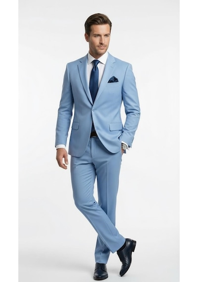 Erkek 3 Parça Slim Fit Takım Elbise Klasik Likralı Kumaş, Tek Düğme, Çift Yırtmaçlı Modern Kesim Ceket Yelek Pantolon Mavi Erkek 3 Parça Slim Fit Takım Elbise Klasik Likralı Kumaş, Tek Düğme, Çift Yırtmaçlı Modern Kesim Ceket Yelek Pantolon Mavi