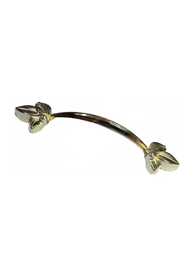 Dekoratif Zamak Yaprak Kulp - 96mm, Sarı, 1 Adet