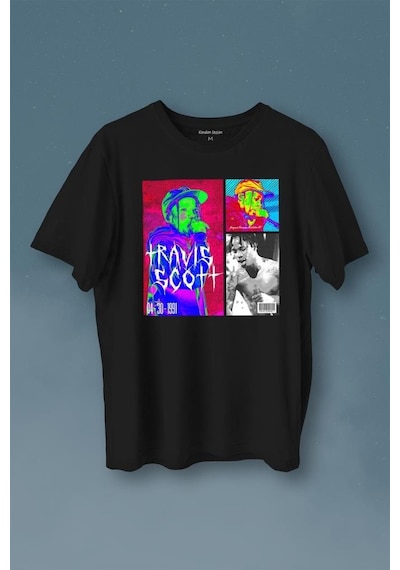 Rap Music Trap Müzik Sokak Hiphop Travis Scott Baskılı Tişört Unisex T-shirt 001