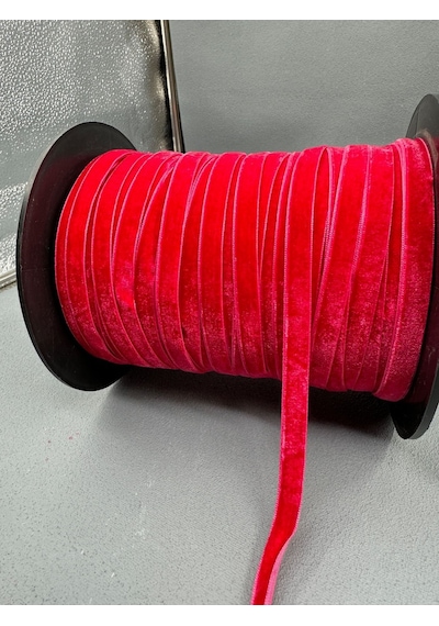 Paşateks- 1 Cm Düz Kadife-5 Metre -k.kırmızı