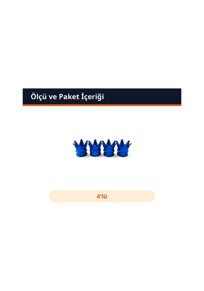 Trobus 4'lü Sibop Kapağı Alüminyum Kral Tacı Desenli Mavi