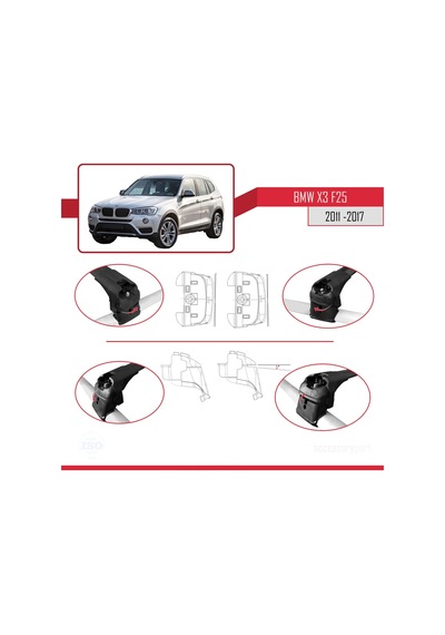 Bmw X3 F25 2011-2017 Arası İle Uyumlu Ace-2 Ara Atkı Tavan Barı