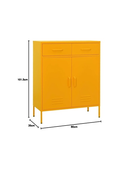 Tr Çelik Saklama Dolabı, Hardal Sarısı, 80 X 35 X 101,5 Cm, Ayarlanabilir Raflı Ve Rulmanlı Çekmeceli Metal Raf, Genel
