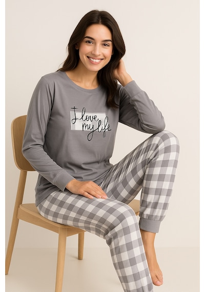 Mutlu City Kadın Yumuşak Doku Termal Pijama Takımı 42050 Gri